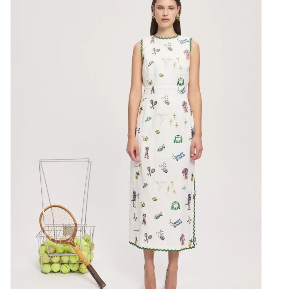 Alemais play embroidered midi dress US 4